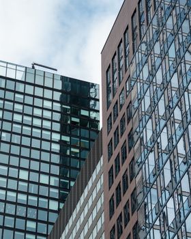 Glass facade skyscrapers showcasing modern architecture in Frankfurt, Germany.