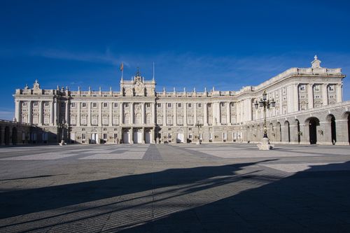 Free Explore the architectural beauty of the Royal Palace of Madrid on a clear day. Stock Photo