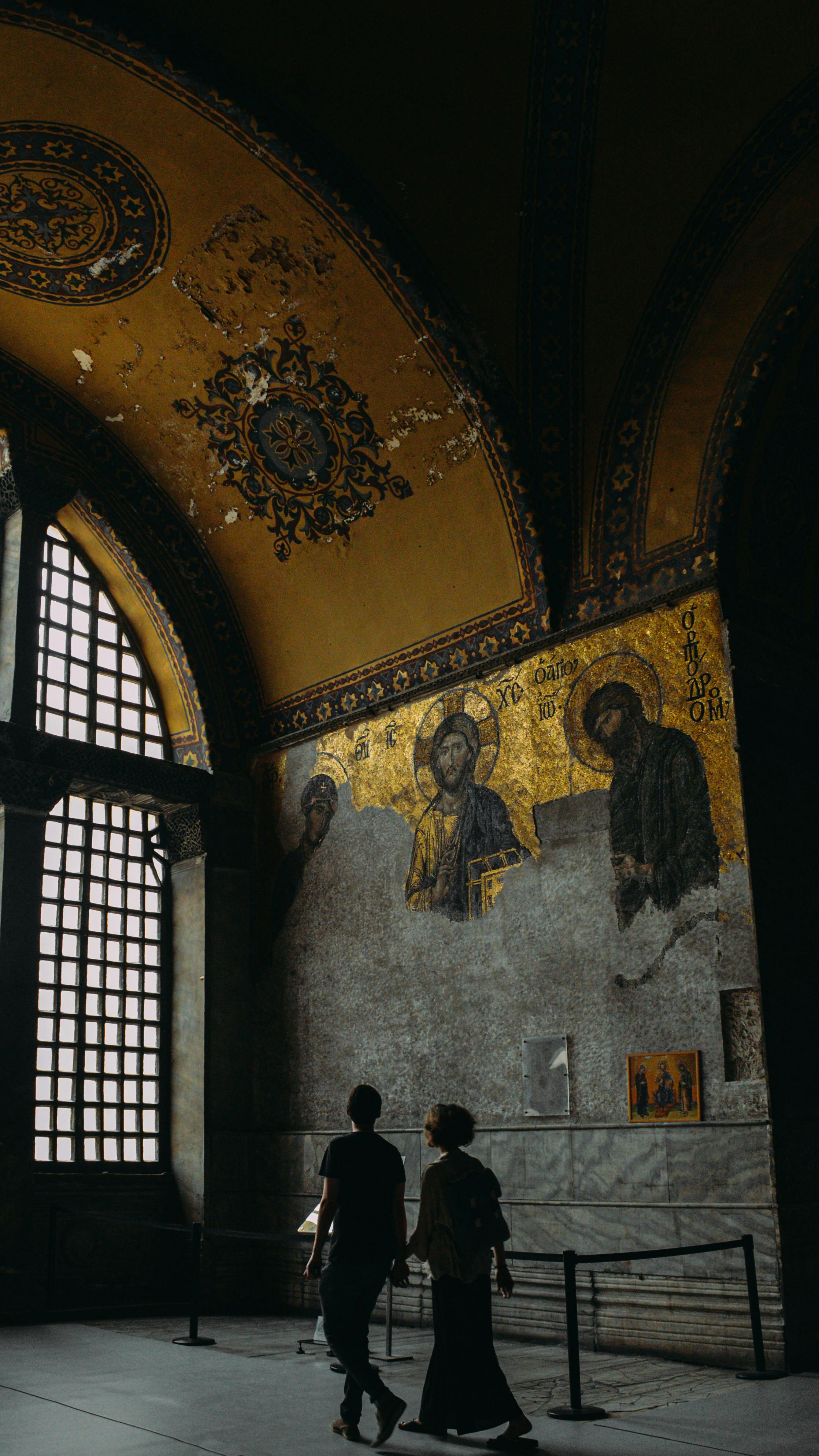 two people in a church