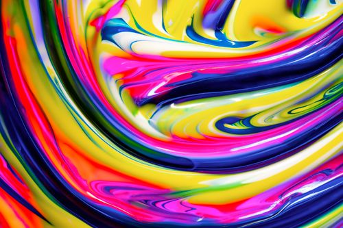 Free Dynamic and colorful swirl of multicolored acrylic paint creating an abstract and artistic expression. Stock Photo
