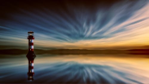 Free Red And White Lighthouse Painting Stock Photo