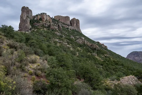 The Chisos Basin ringed by mountains, Big Bend National Park