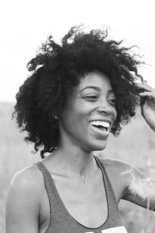 Grayscale Photography of Woman in Tank Top