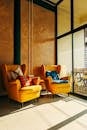 Yellow and Blue Padded Armchairs