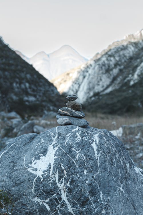 Free Stacked Stones on a Rock Stock Photo