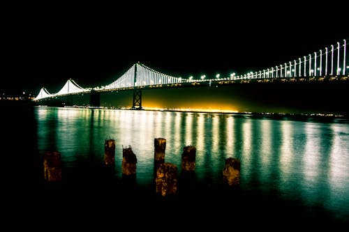 Black Bridge With Lights during Nighttime