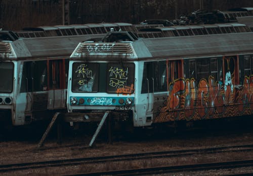 An Abandoned Train with Graffiti