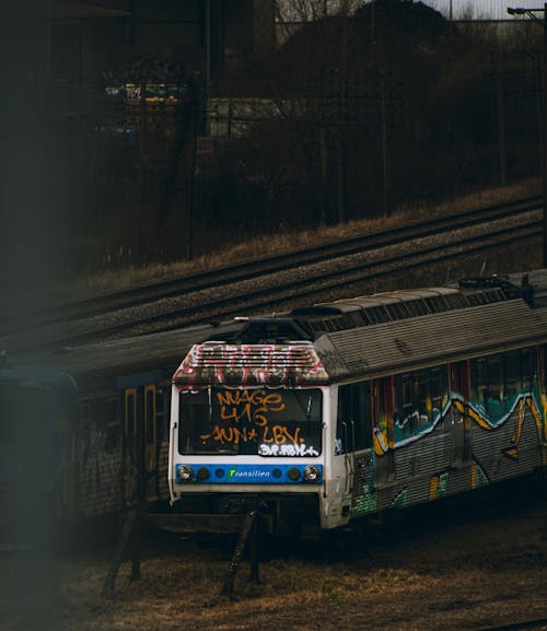 Photo of a Train with Graffiti