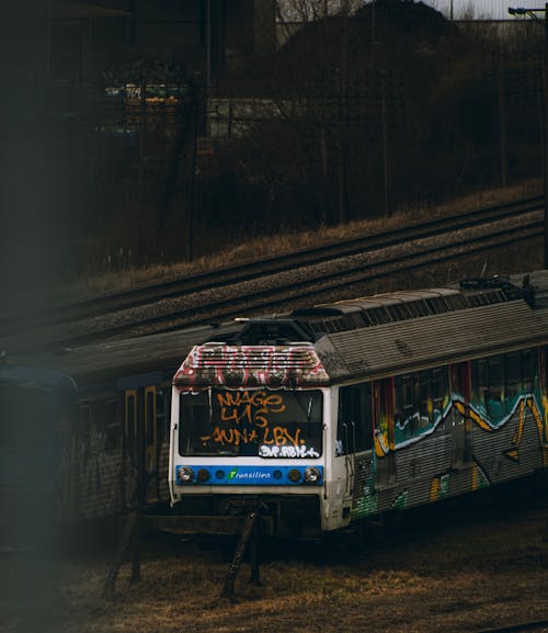 Foto d'estoc gratuïta de abandonat, entrenar, graffiti