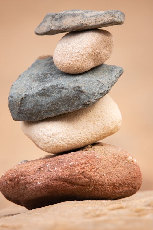 Stacked Rocks in Close-up Photography