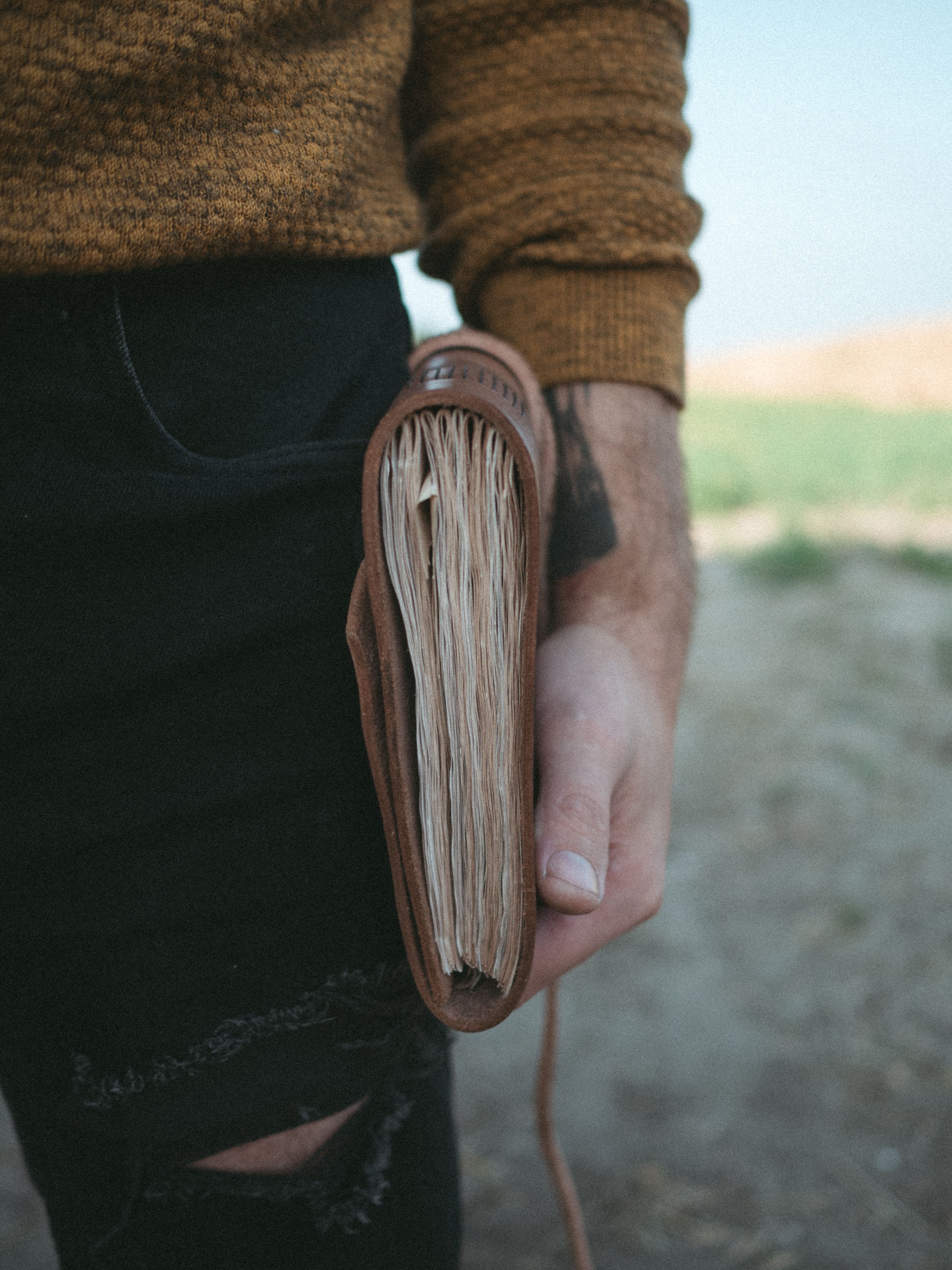 Creasing leather with a hot iron