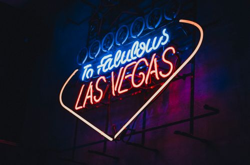 Free Dynamic neon sign capturing the iconic Las Vegas nightlife vibe. Stock Photo