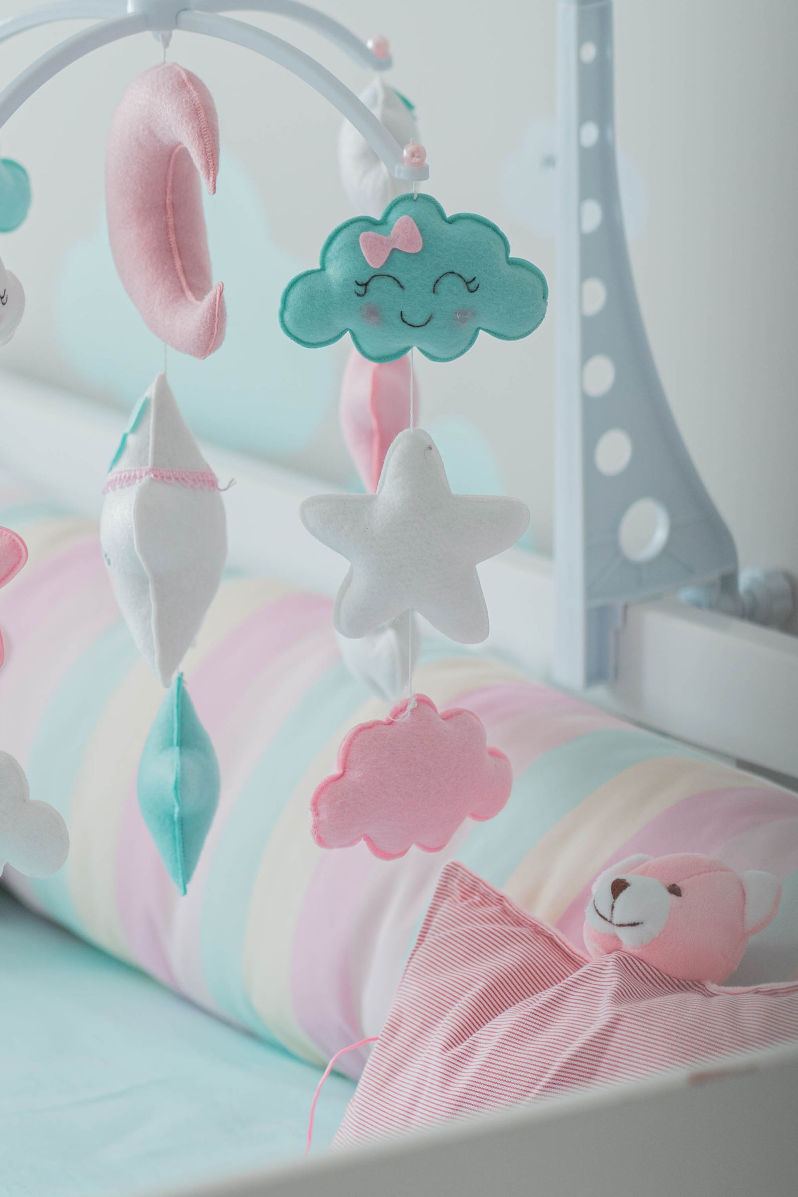 Pastel baby toys composition