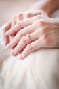 Person Wearing Silver Diamond Ring