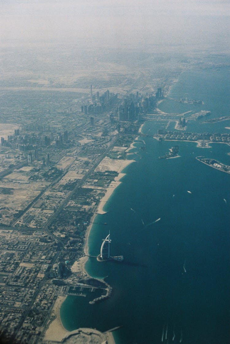 Birds Eye View Of The Coast Of Dubai, United Arab Emirates 