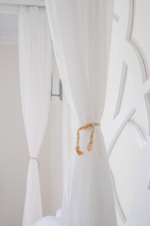 White Curtain Tied with String