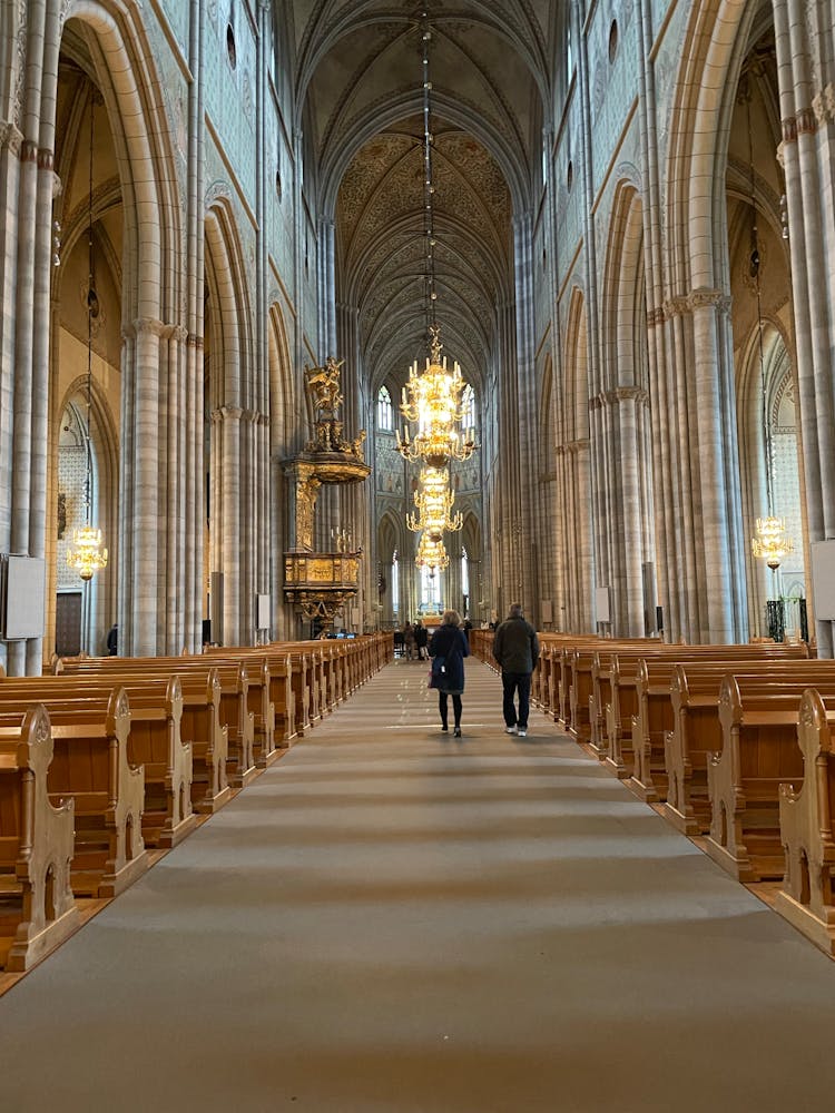 People Inside Uppsala Cathedral In Sweden