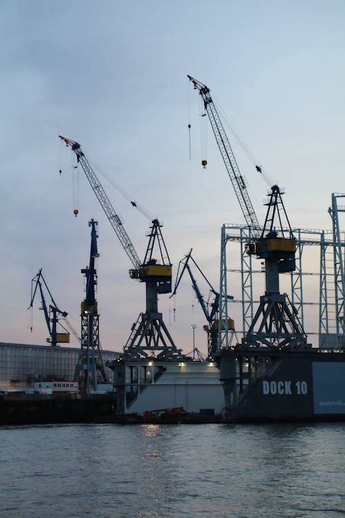 Cargo Cranes under Blue sky