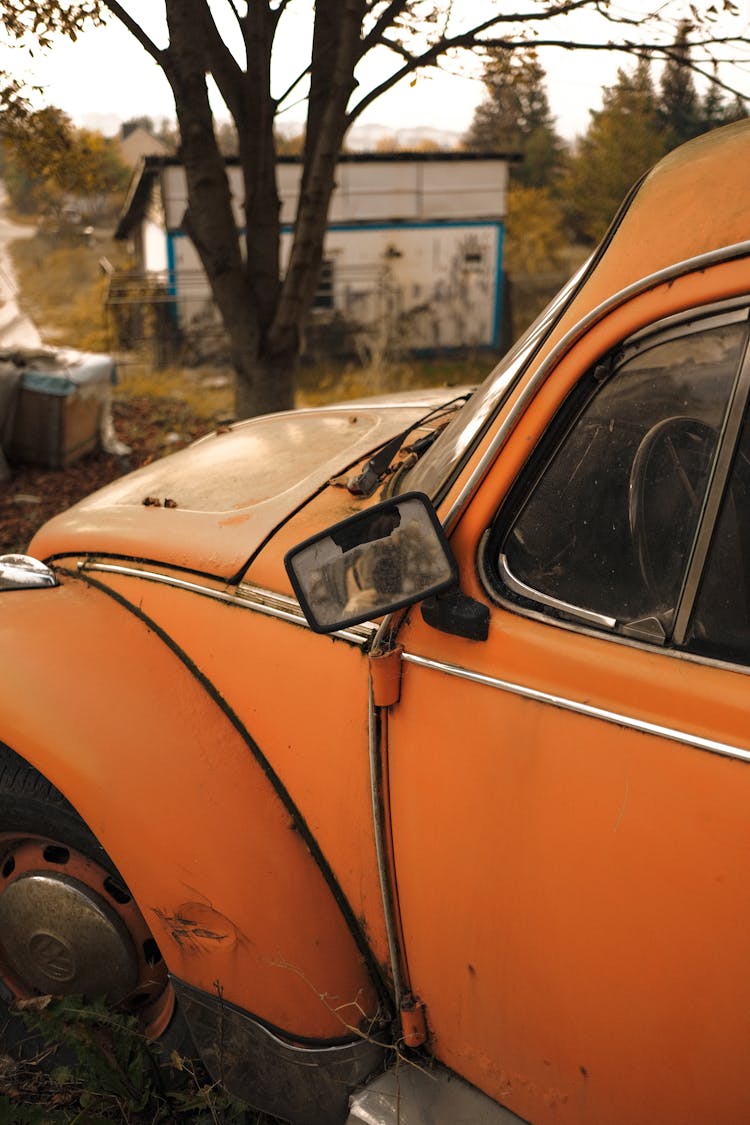 Broken Beetle Car In The Junkyard