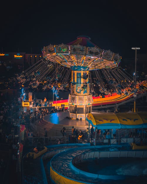 Foto profissional grátis de carnaval, carrossel, noite