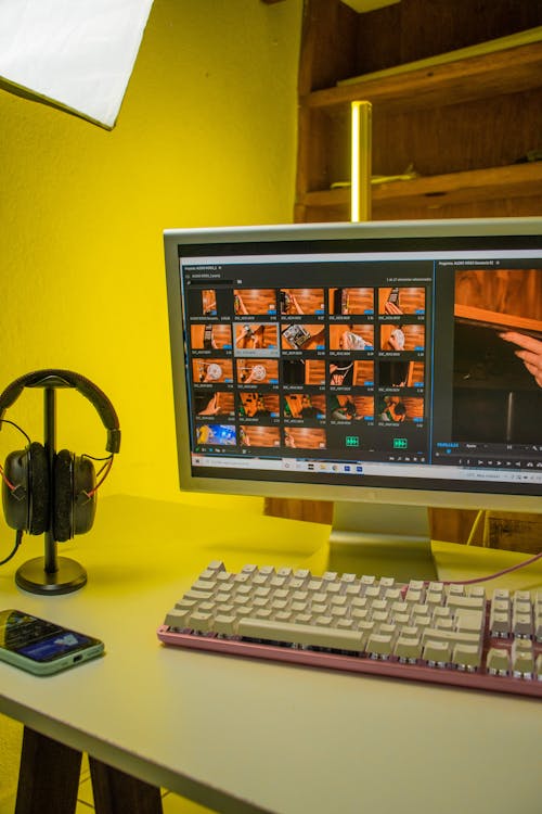 Monitor and Keyboard on Desk