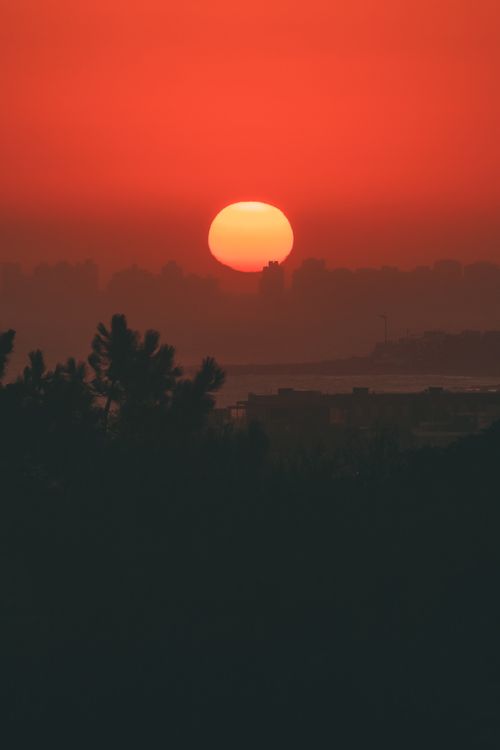 Free Captivating sunset with vibrant orange sky in Punta del Este, Uruguay. Stock Photo