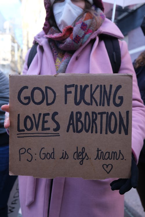 Free God loves abortion  Stock Photo