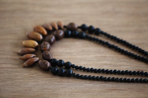 Close-up Shot of a Beaded Necklace