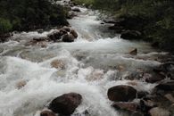 Water Falls on Rocky Shore