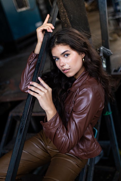 A Woman in Brown Leather Jacket