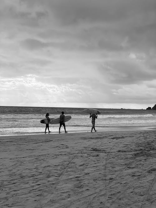 A People Carrying Surfboard while Walking on the Beach