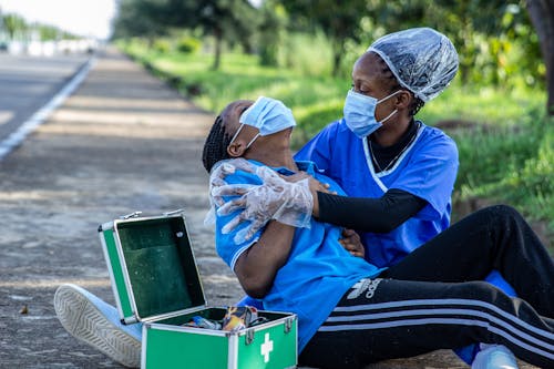 Free Health workers during the Covid-19 pandemic  Stock Photo