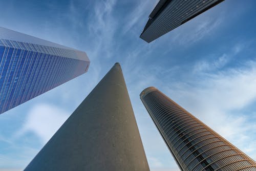 Low Angle View of Glass Skyscrapers