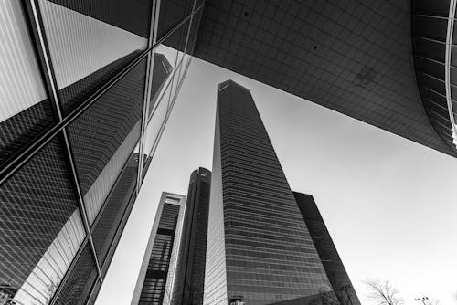 Tall Downtown Skyscraper Reflecting in Window Panes