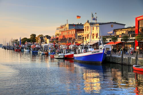 View of a Harbor at Sunset