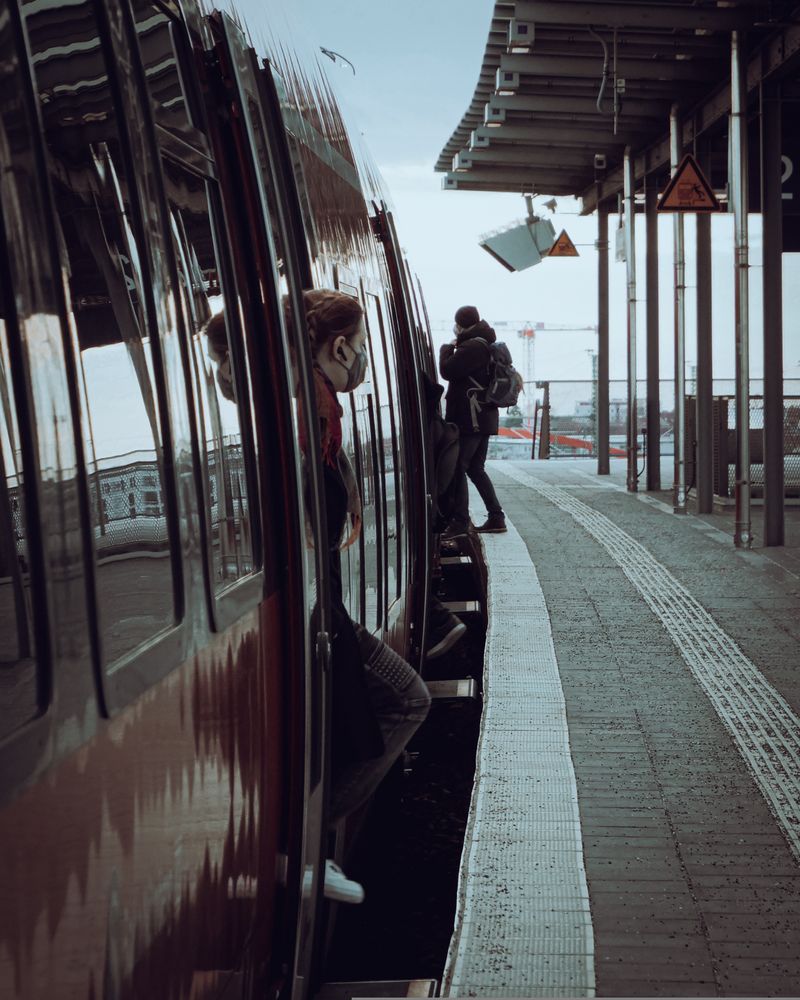 Passengers travelling by train