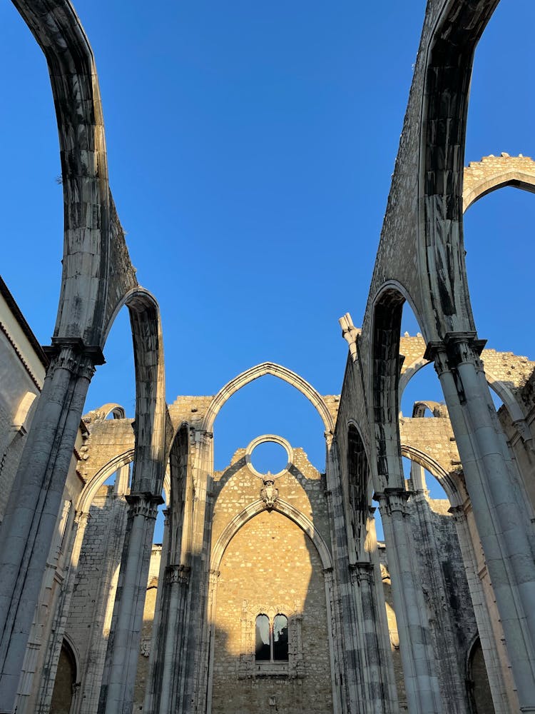 Walls Of Carmo Convent In Lisbon