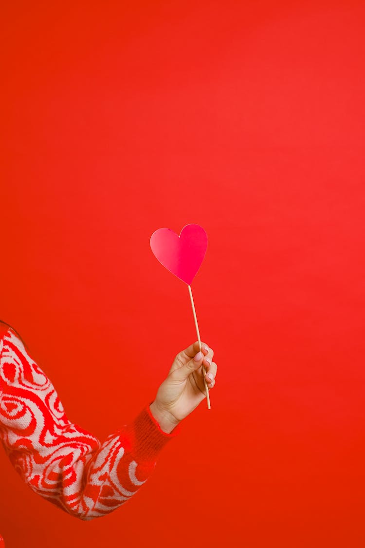 Person Holding A Stick With Heart Shape