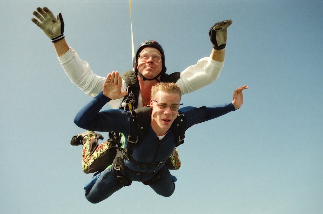 Free Duo of Sky Divers Falling Down Stock Photo
