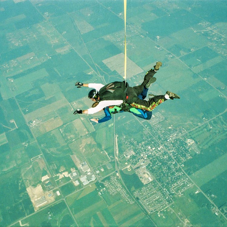 Skydiving In Tandem Above Urban Area