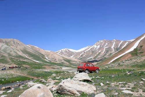Car in a Mountain Valley 