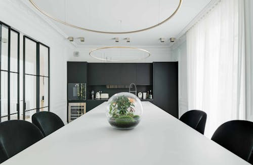 Business Meeting Room in Black and White Arrangement