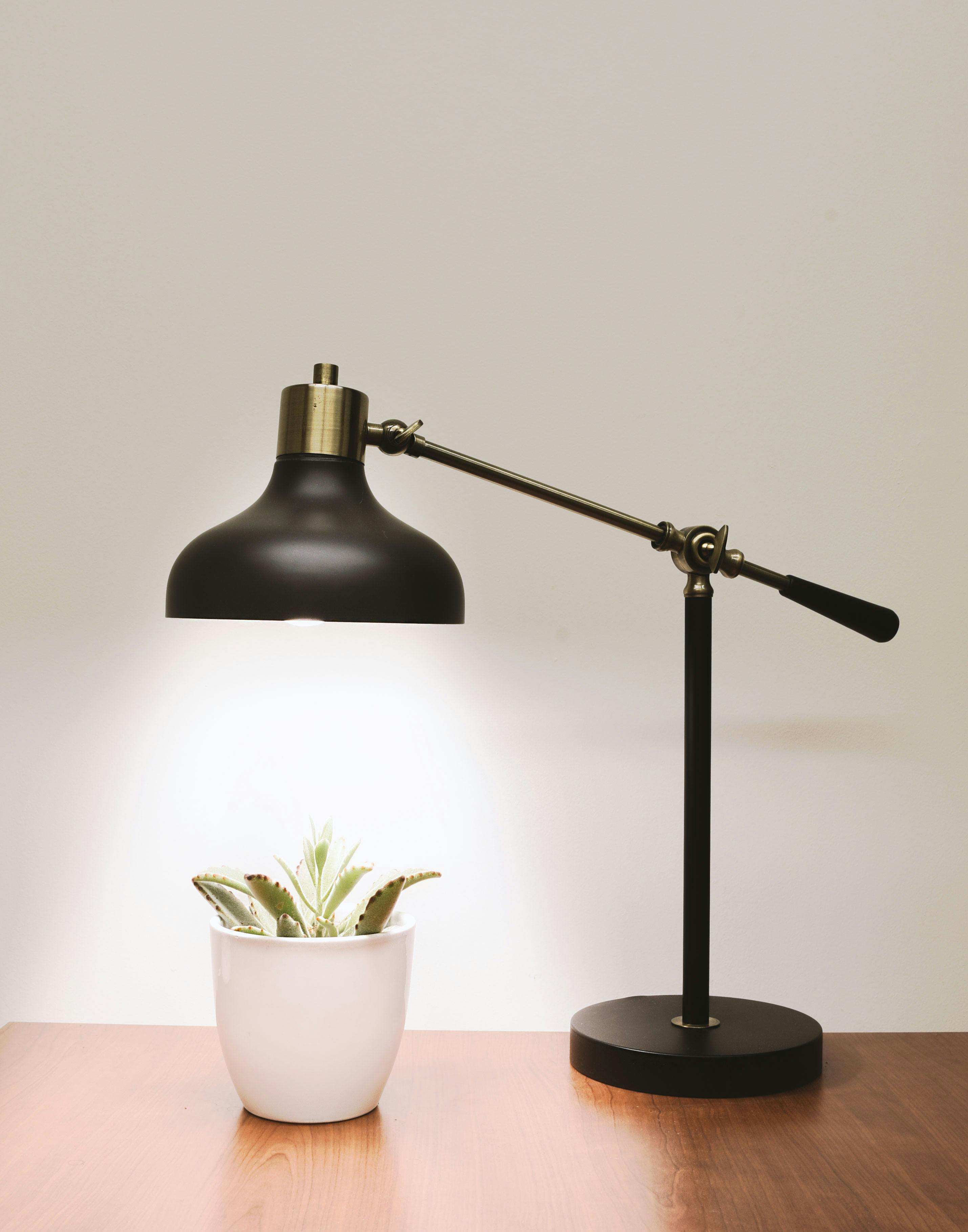 black metal desk lamp