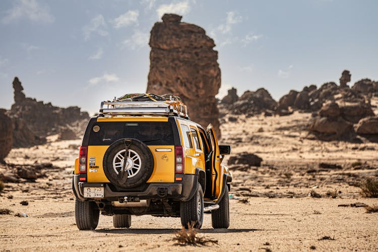 Yellow Off-Road SUV On Desert