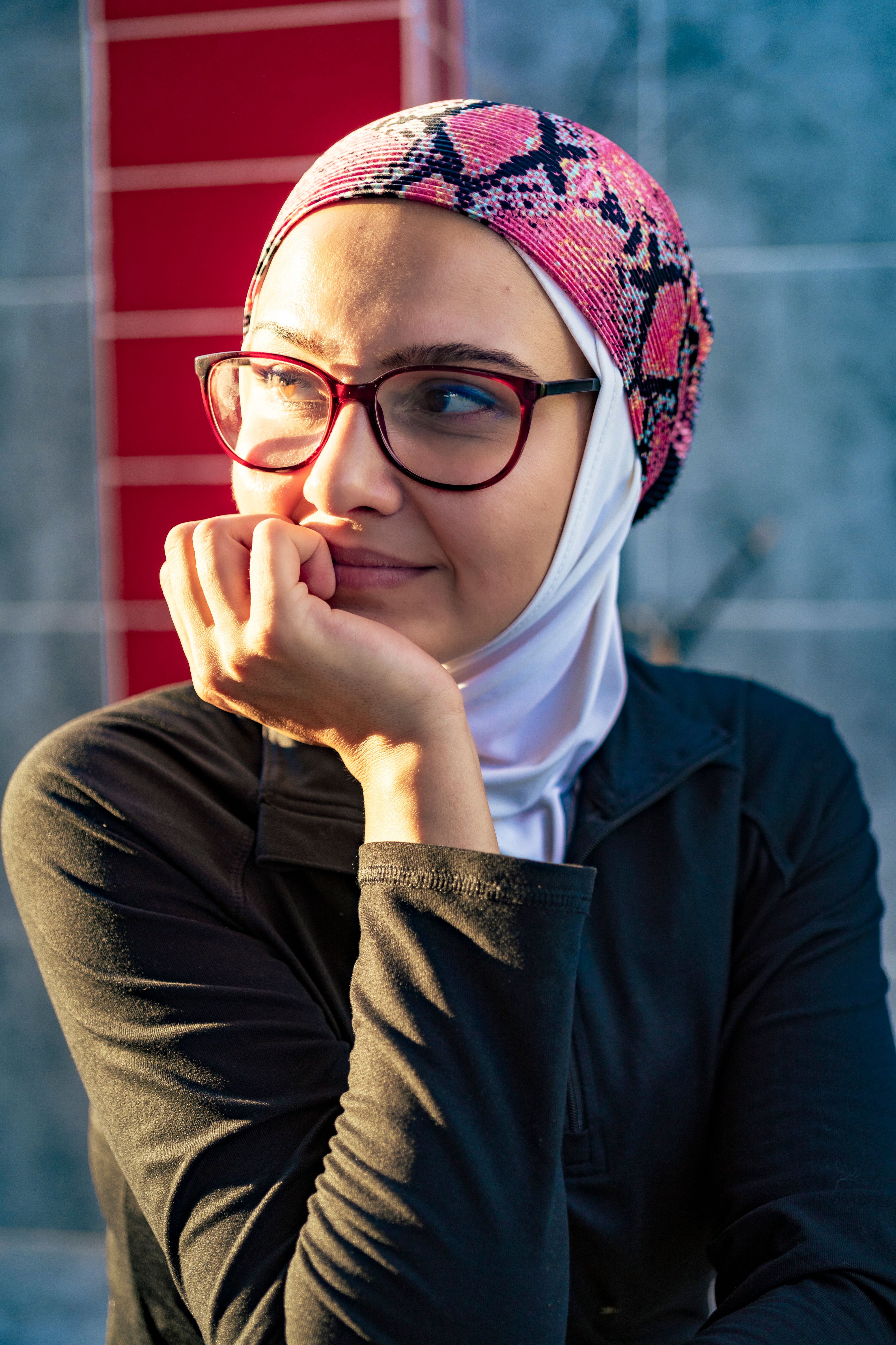 Close-Up Shot of a Woman Wearing Hijab and Eyeglasses · Free Stock Photo