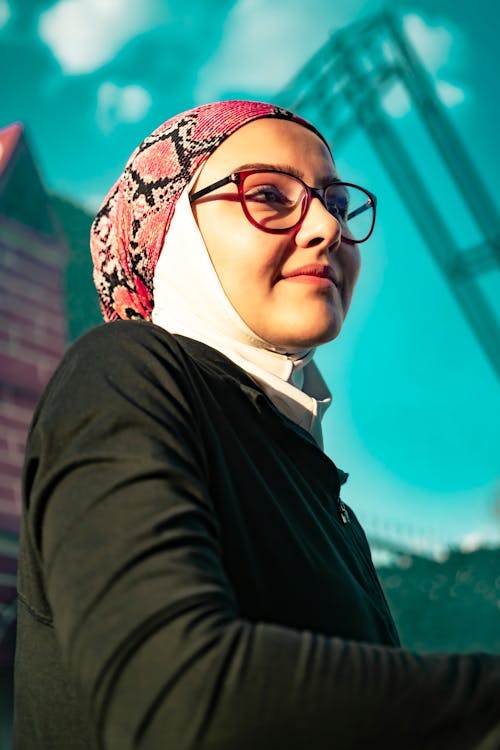 A Hijab Woman Wearing Eyeglasses