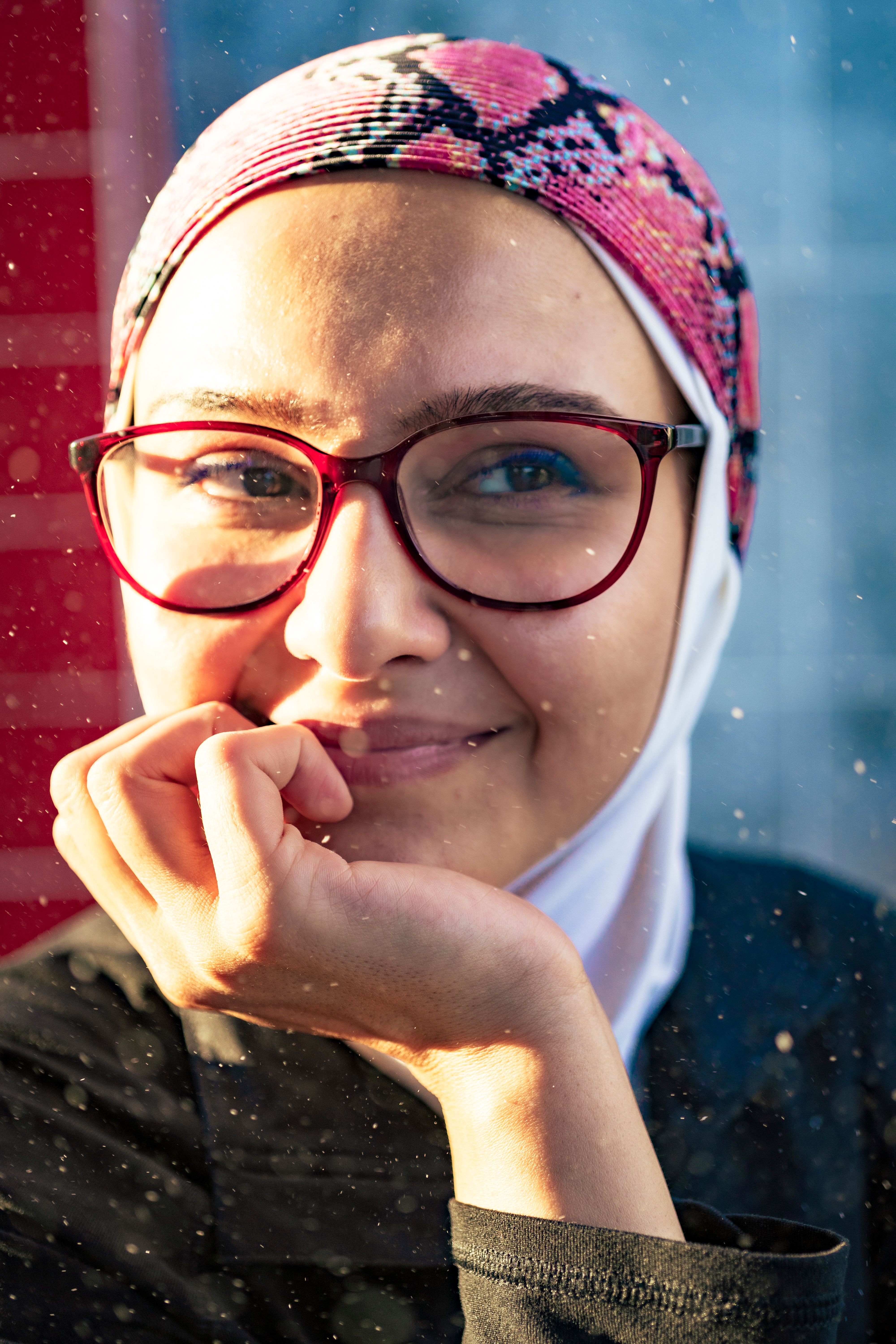 Close-Up Shot of a Woman Wearing Hijab and Eyeglasses · Free Stock Photo