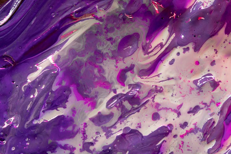 Purple And White Abstract Painting In Close Up Photography