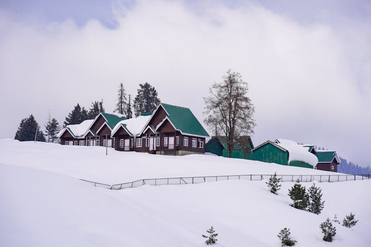 Rows Of Houses Covered In Snow