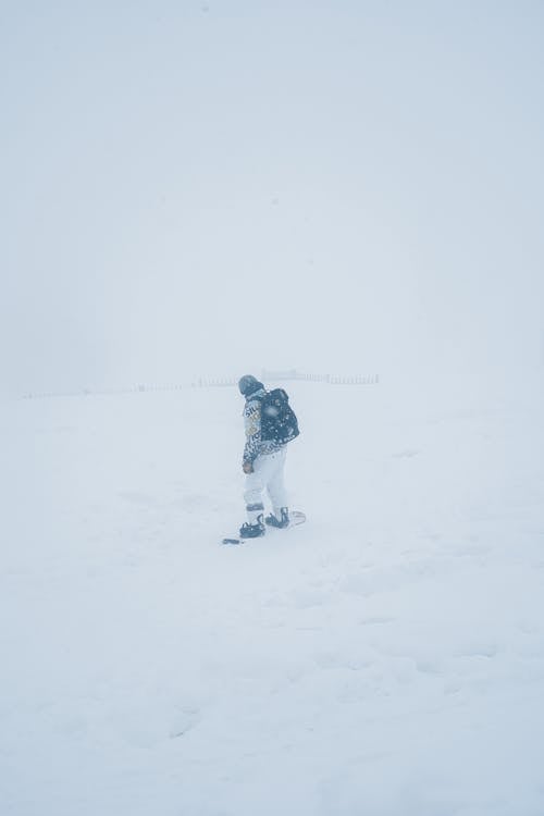 Základová fotografie zdarma na téma jízda na snowboardu, osoba, počasí